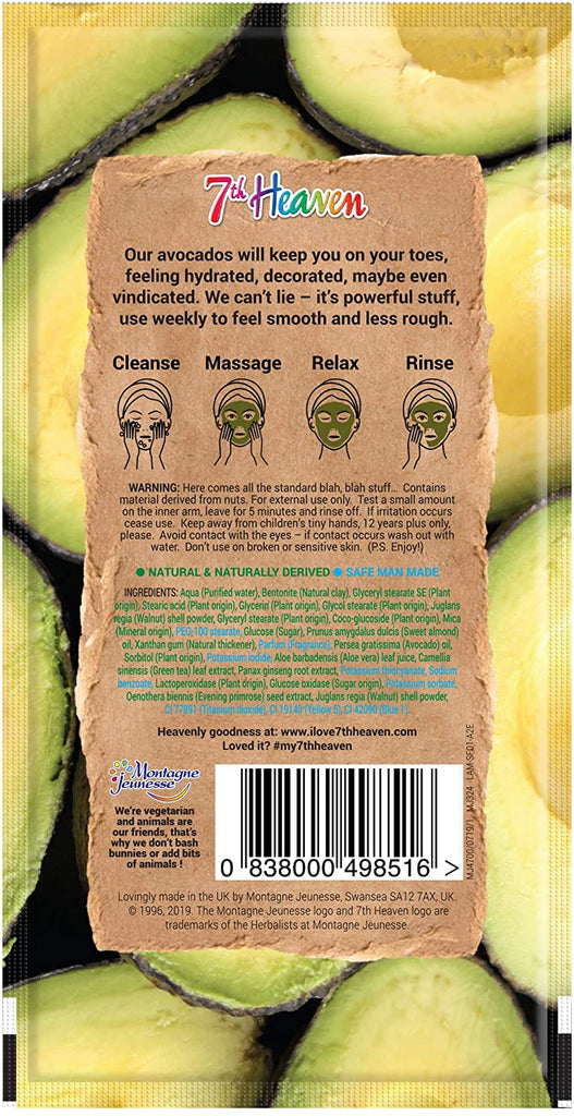 7th Heaven Superfood Avocado Clay Mask, Brightening and Exfoliating Mask with Avocado and Walnut for a Deep Pore Cleanse - Suitable for All Skin Types, 10g - Inflow Alternative CBD