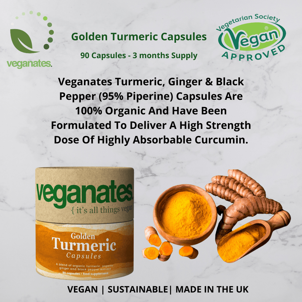 Organic Vegan Turmeric Curcumin & Ginger Supplement with Black Pepper in Plastic Free Biodegradable Tub - Inflow Alternative CBD