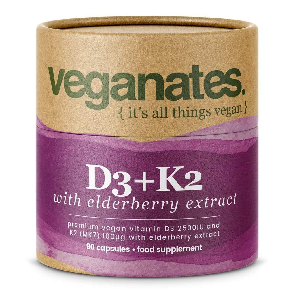 Vegan Vitamin D3 2500IU & K2 MK7 100µg With Elderberry Extract in Plastic Free Biodegradable Tub - Inflow Alternative CBD