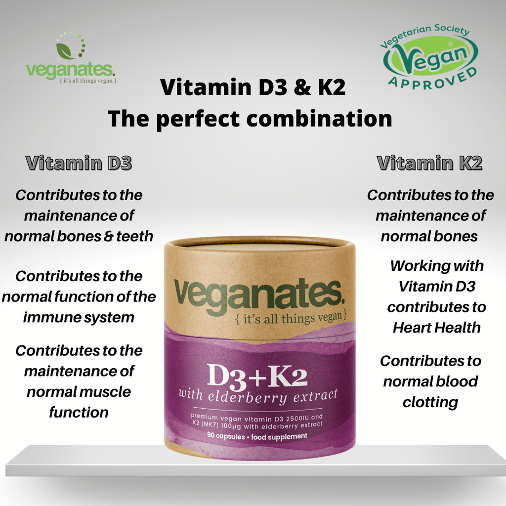 Vegan Vitamin D3 2500IU & K2 MK7 100µg With Elderberry Extract in Plastic Free Biodegradable Tub - Inflow Alternative CBD