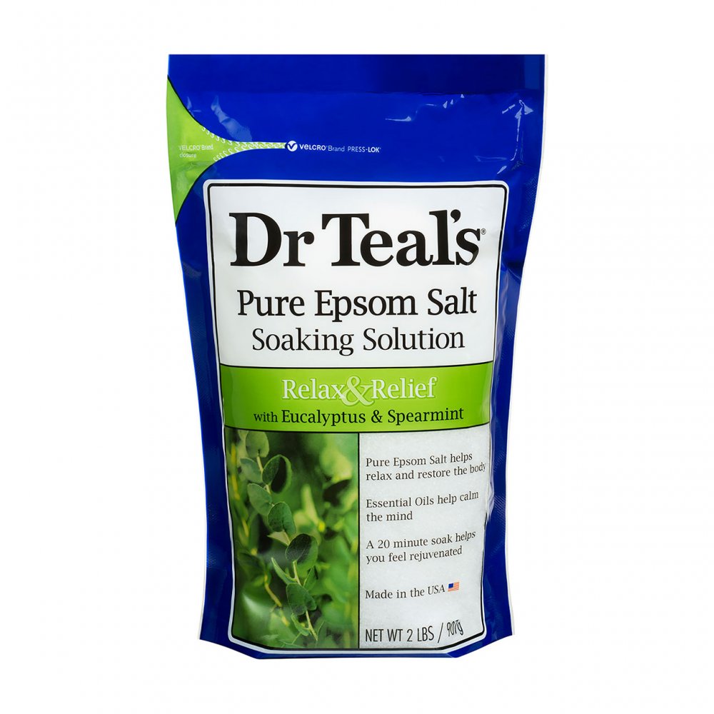 Dr Teal's Relax & Relief Eucalyptus & Spearmint Soaking Salt Solution, 900g - Inflow Alternative CBD